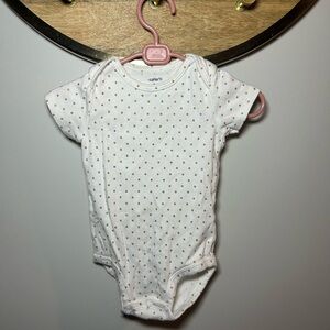 6 For $10 Carter's White and Gold Polka Dot Baby Onesie
